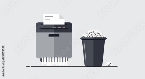 Paper Shredder And Trash Can Illustration