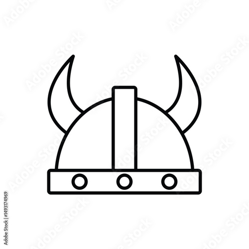 Viking in horned helmet icon vector