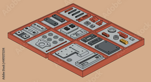 Pixelated Isometric Interface Panel