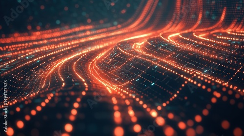 Wallpaper Mural hexagonal patterns linked by glowing technology lines, forming an intricate design that symbolizes the digital infrastructure supporting modern technology Torontodigital.ca