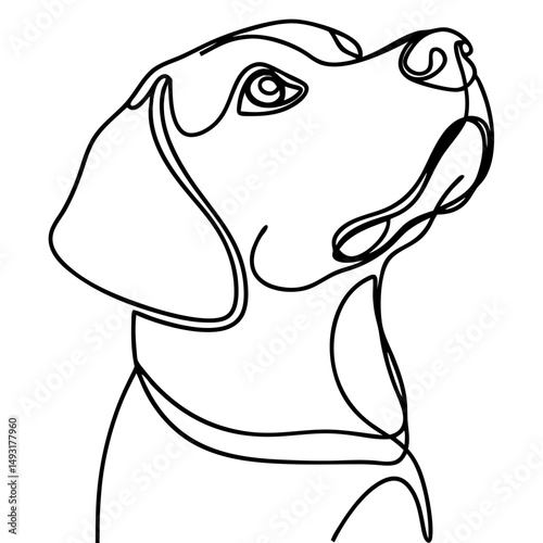 Labrador Retriever dog portrait, line art style, black and white, for pet lovers