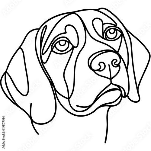 Beagle dog portrait, line art, black and white, for pet lovers