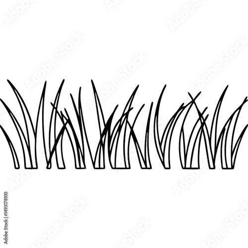 Simple grass line art, black and white, for website design