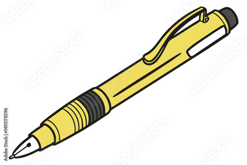  yellow pen, office supply, writing instrument, transparent background