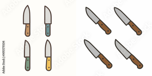 Collection of knives style vector flat design