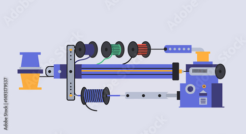 Colorful Pixel Art Industrial Manufacturing Machine