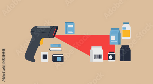Barcode Scanner Scanning Food Products