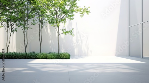 White Background Courtyard Background: Modern, Serene, and Visually Appealing for Design Projects