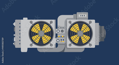 Pixelated Industrial Cooling System With Radioactive Warning