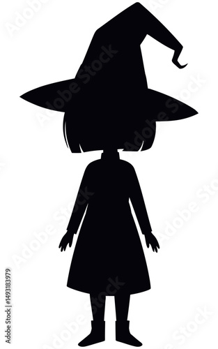 Witch Girl Silhouette Vector