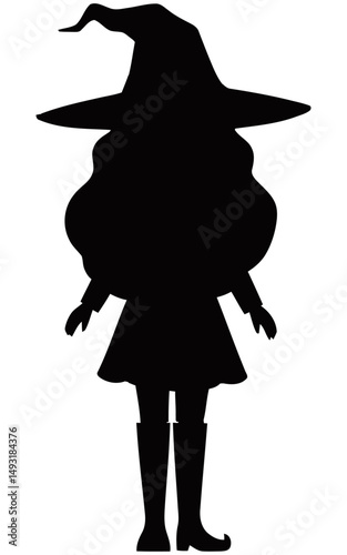 Witch Girl Silhouette Vector