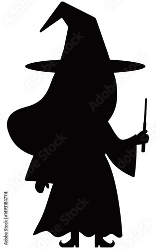 Witch Girl Silhouette Vector