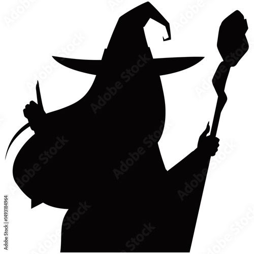 Witch Girl Silhouette Vector