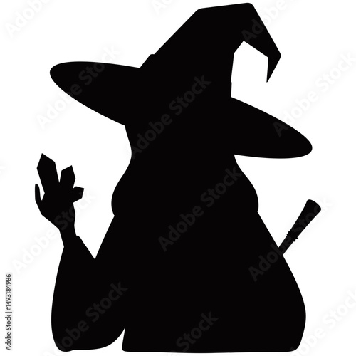 Witch Girl Silhouette Vector
