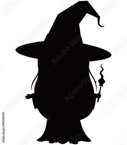 Witch Girl Silhouette Vector