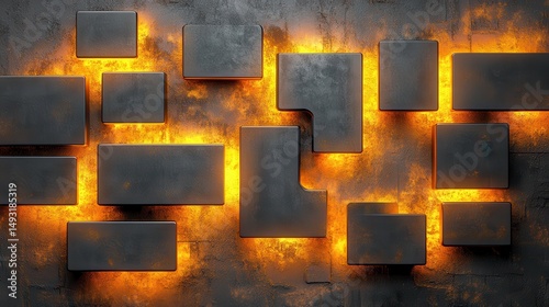 Abstract geometric shapes, glowing from within