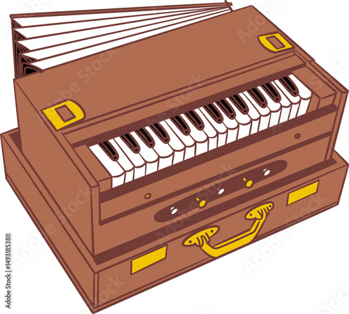 harmonium ,Indian music instrument outline drawing clipart
