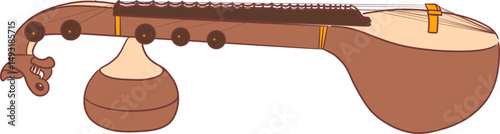 veena ,Indian music instrument outline drawing clipart