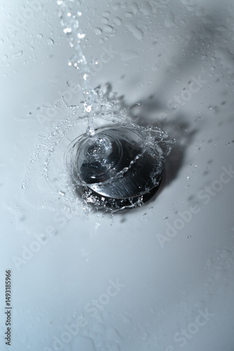 Close up of splashing water from a fountain or shower head
