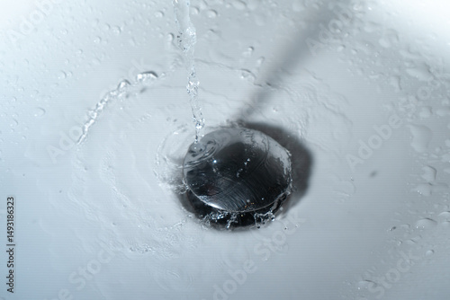 Close up of splashing water from a fountain or shower head