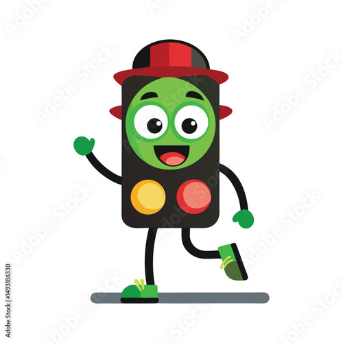 Flat and Minimal Classic traffic lights walk signal logo vector illustration isolated on white background