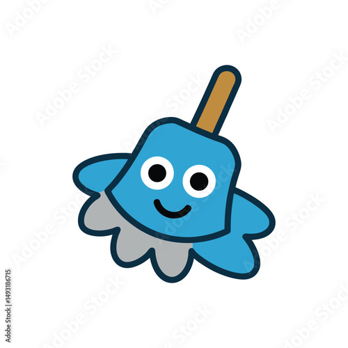 Flat and Minimal Cleaning, mop logo vector illustration isolated on white background