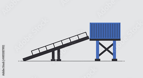 Simple Illustration Of Cargo Ramp And Container