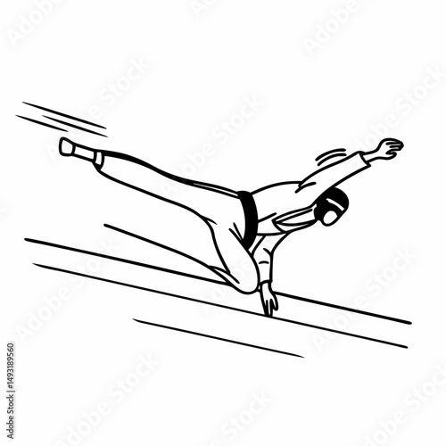 Dynamic Taekwondo Line Art Illustration