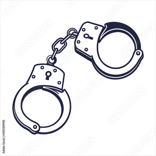 silhouette handcuffs on white background