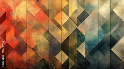 Abstract geometric pattern with layered, textured shapes