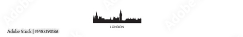 London city skyline vector illustration. Iconic urban silhouette featuring landmarks like Big Ben and the London Eye. Perfect for travel, design, and souvenir themes.