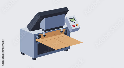 Pixel Art Industrial Machine Processing Paper