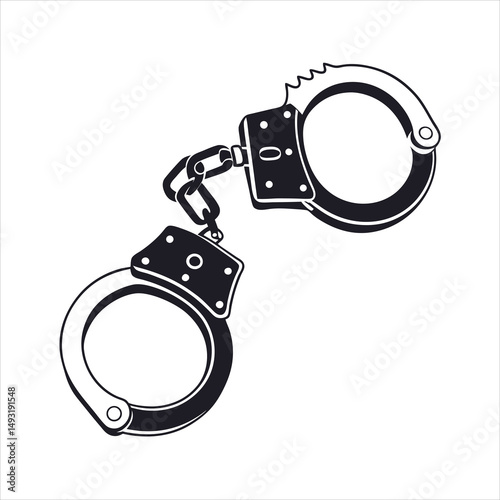 silhouette handcuffs on white background