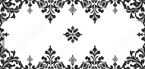 Elegant black & white baroque floral damask seamless vector pattern for vintage wallpaper, fabric, packaging, decoration, elegant