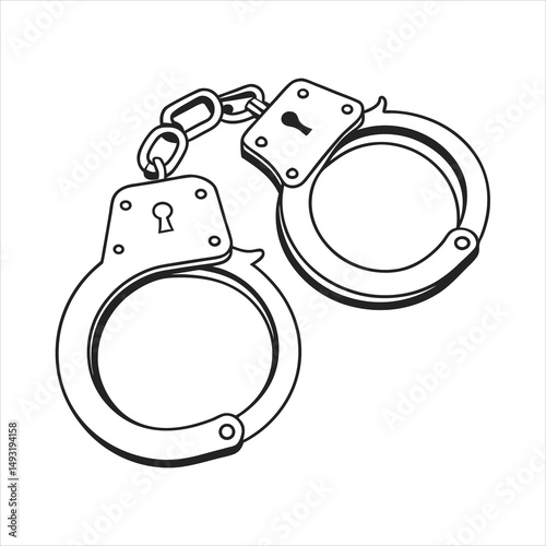 silhouette handcuffs on white background