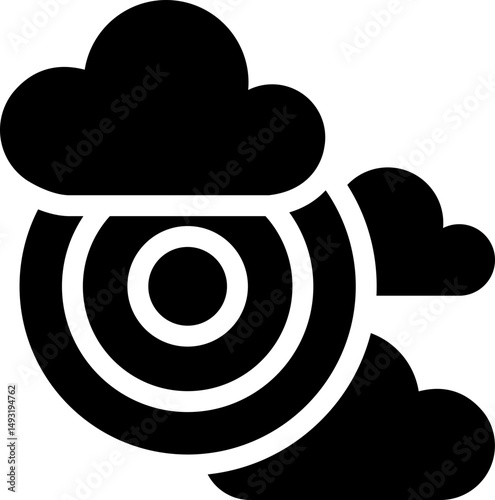 Cloud computing and data storage icon. Silhouette icon.