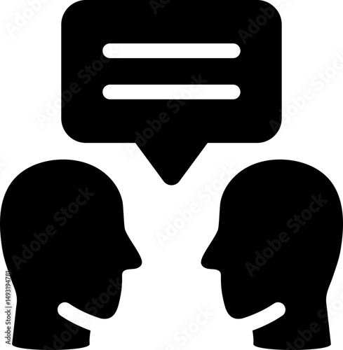 Conversation or discussion icon. Silhouette icon.