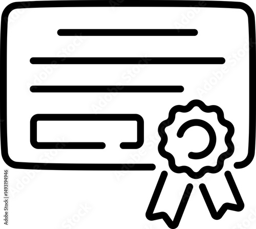 Certificate with ribbon award icon - Editable Stroke SVG, fully scalable.