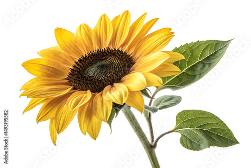 Yellow sunflower Common sunflower A of the sunny flower Arranging sunflower white Background Ai generate.