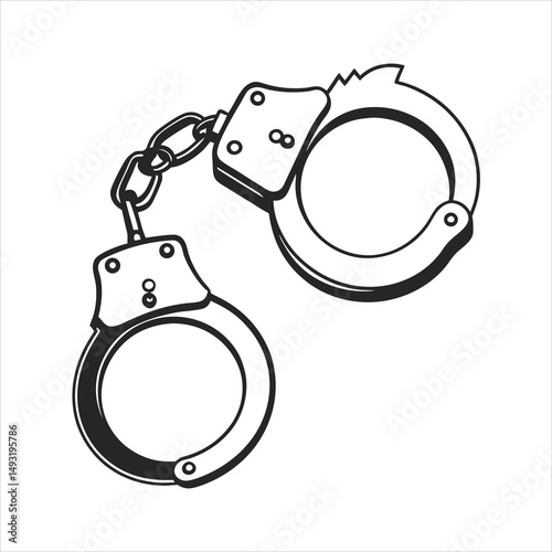 silhouette handcuffs on white background
