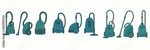 Vacuum cleaner collection style vector flat design
