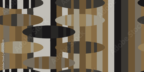 Vertical stripes with ellipses. Seamless texture of geometric shapes. Vector illustration