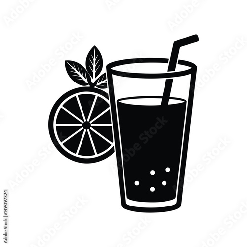 Flat and Minimal Fresh orange juice icon vector illustration isolated on white background