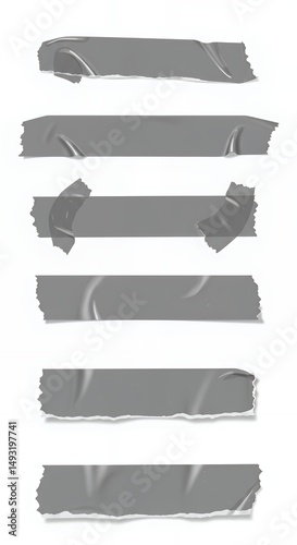 Gray Tape Pieces on White Background