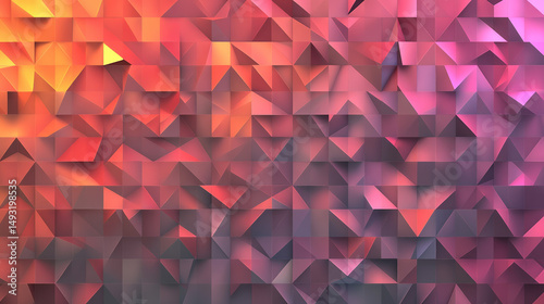 Abstract geometric pattern of overlapping triangles in warm gradient colors