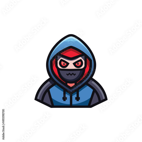 Flat and Minimal Hacker logo vector illustration isolated on white background