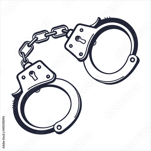 silhouette handcuffs on white background