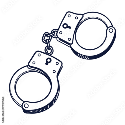 silhouette handcuffs on white background