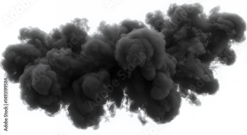 Black Cloud Plume on White Background