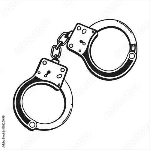 silhouette handcuffs on white background